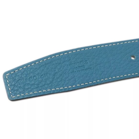 Hermes Blue Taurillon Constance Reversible Belt #80 Small Good - Picture 5 of 7
